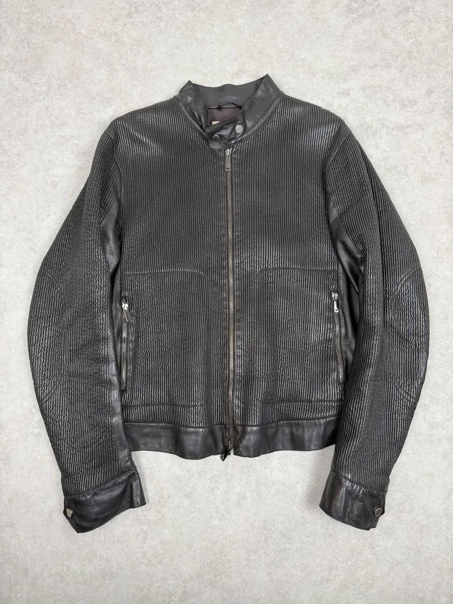 Emporio Armani AW2005 Emporio Armani Biker Black Lines Leather Jacket Size US M / EU 48-50 / 2 - 1 Thumbnail