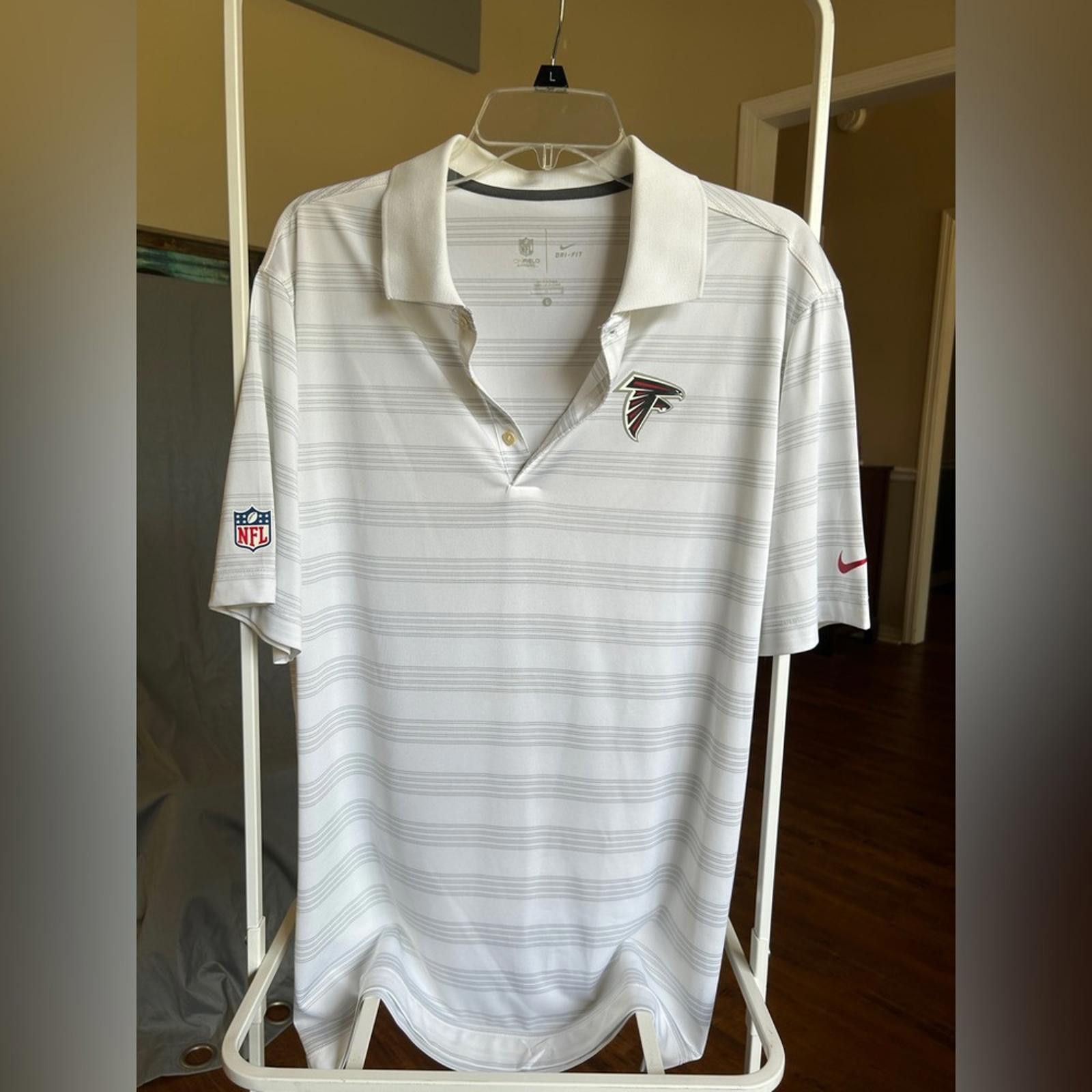 NFL NFL White Striped Polo with Falcons Logo Size US L / EU 52-54 / 3 - 2 Thumbnail