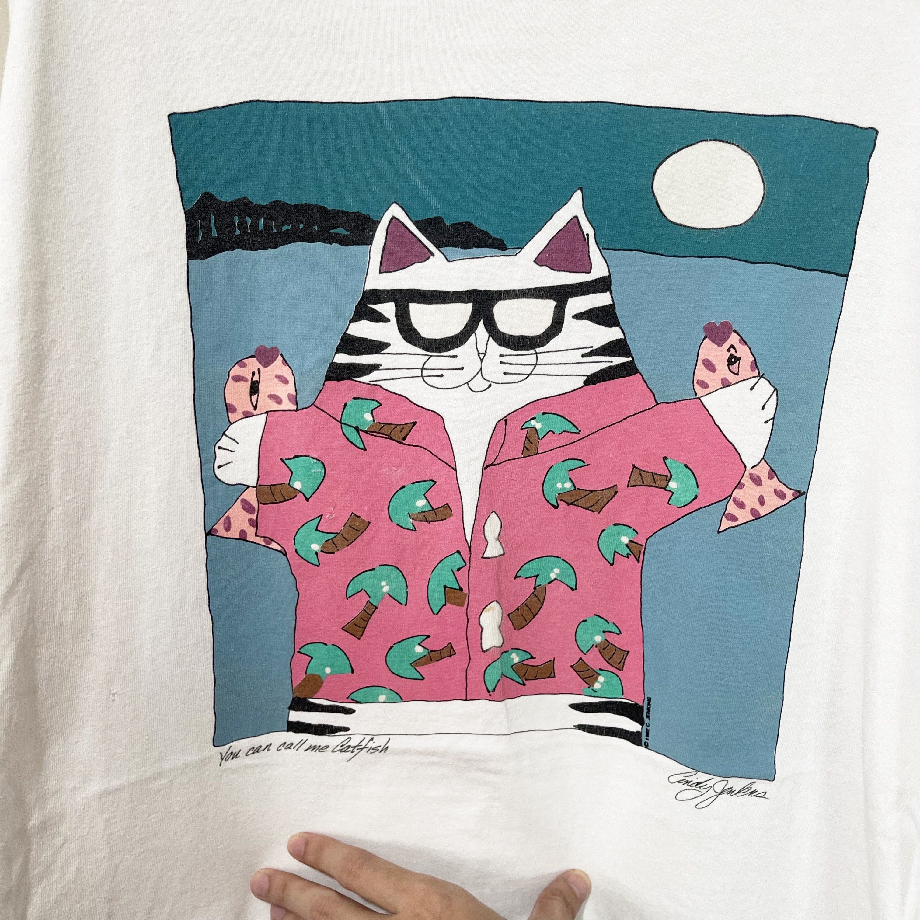 Vintage Vintage 1992 Catfish Cat T-Shirt Size US XL / EU 56 / 4 - 2 Thumbnail