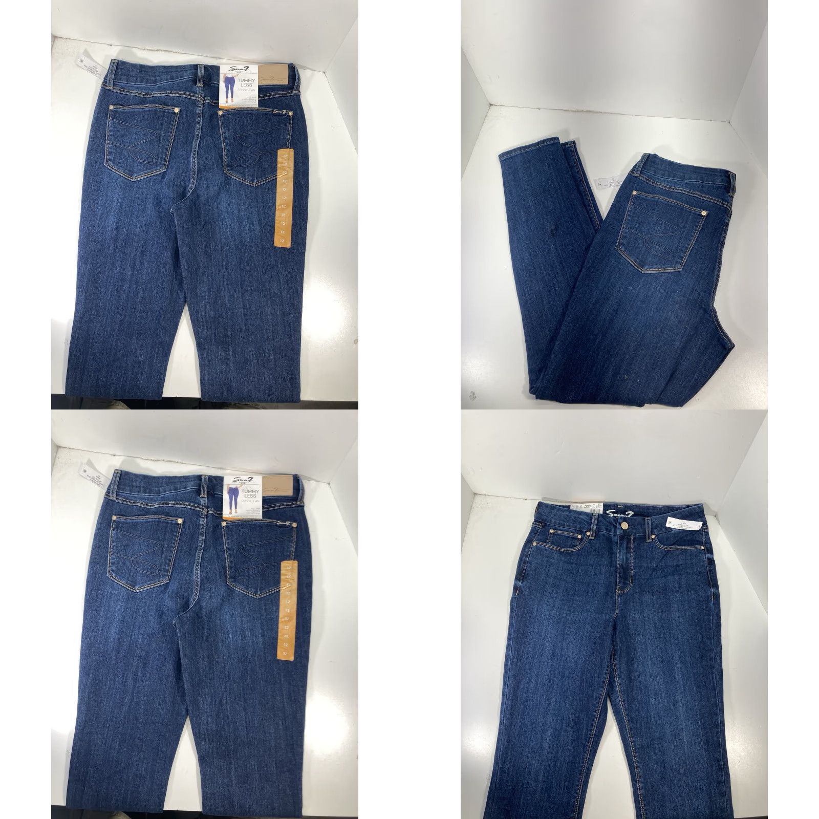 Vintage Seven7 Tummy Less Skinny Jeans Women 12 32X31 Blue Denim High Rise Stretch NWT Size 34" / US 12 / IT 48 - 8 Thumbnail