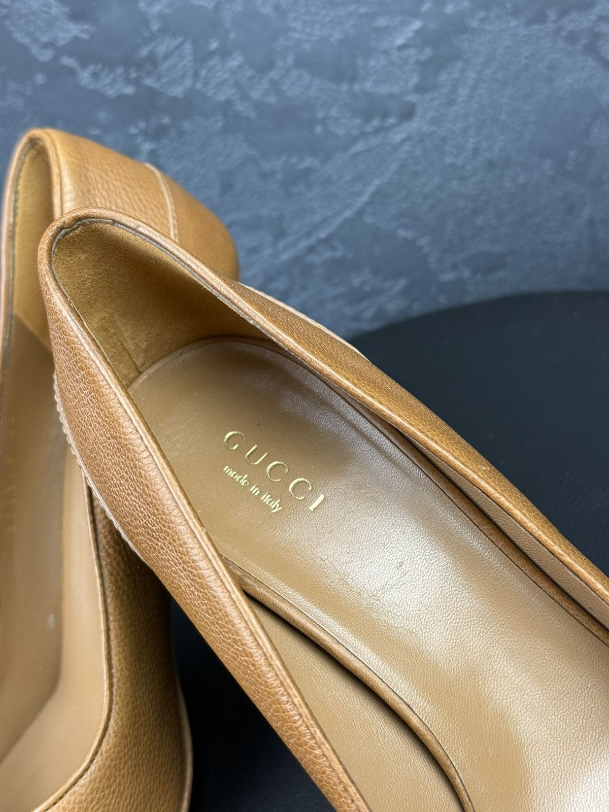 Gucci Gucci Brown Leather Marrakesh Tassel Peep Toe Pumps Size US 7 / IT 37 - 4 Thumbnail