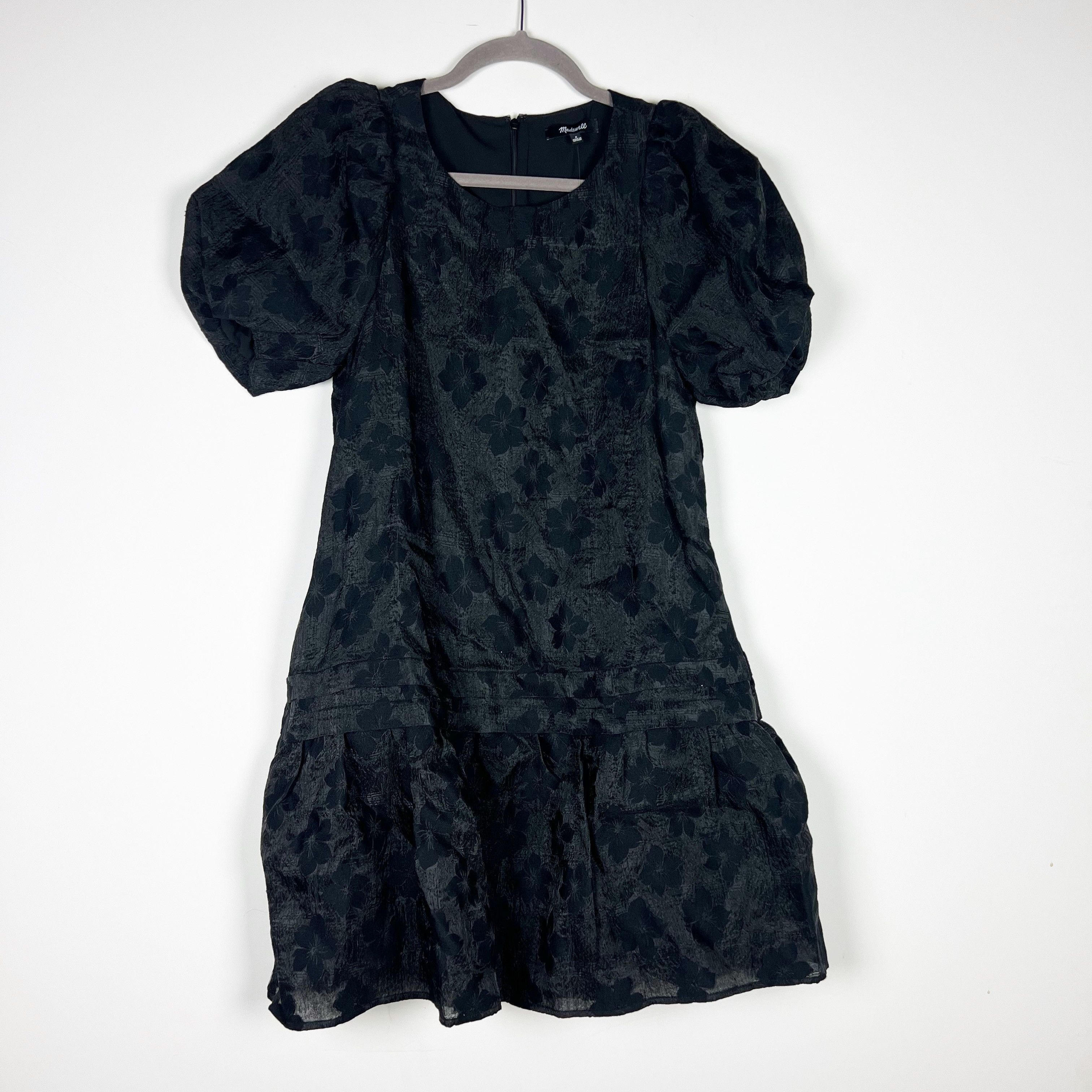 NEW Madewell Puff Sleeve Pleated Mini Dress