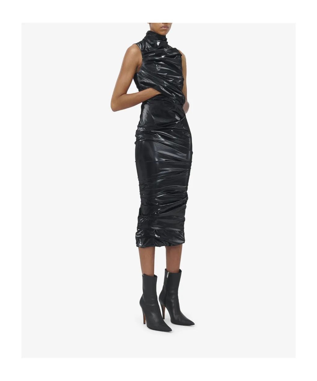 Alexander McQueen o1srvl11e0326 Laminated Jersey Dress in Black Size S / US 4 / IT 40 - 3 Thumbnail