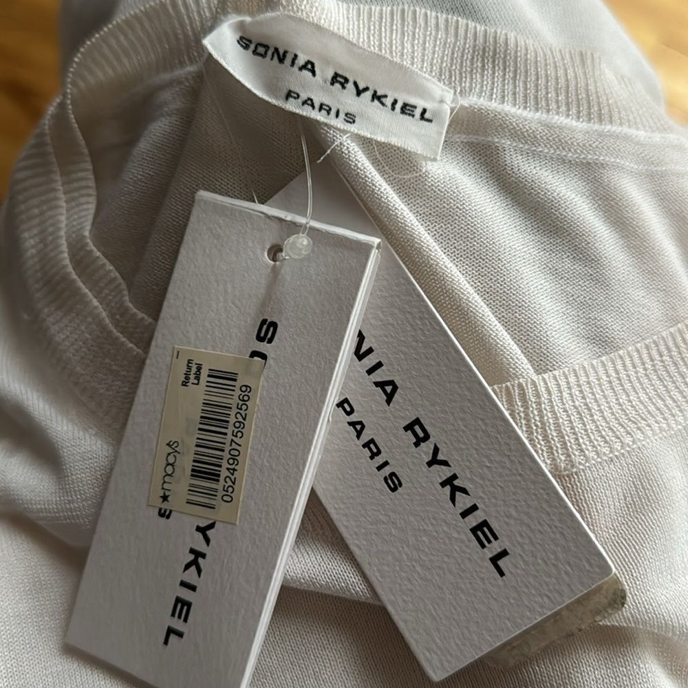 Sonia Rykiel SONIA RYKIEL WHITE PALM LEAF INTARSIA SWEATER. Silk blend. Size L / US 10 / IT 46 - 9 Thumbnail
