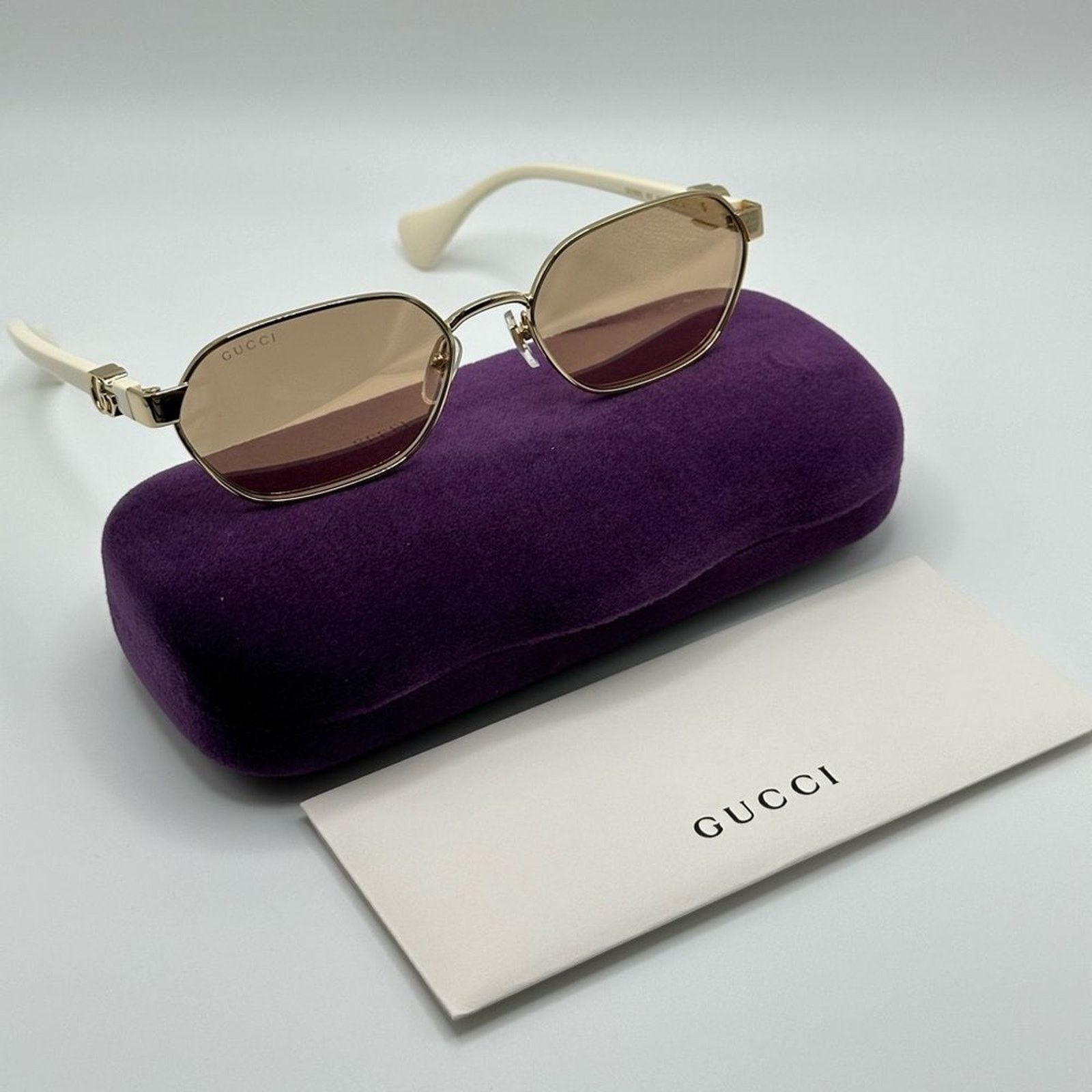 Gucci BRAND NEW GUCCI GG1593S 002 Gold/Ivory/Pink Women Sunglasses Size ONE SIZE - 11 Thumbnail