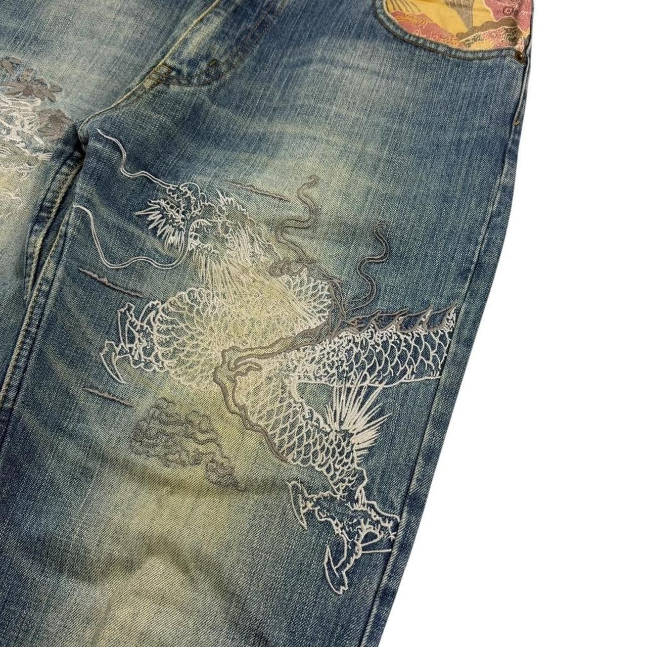 Karakuri Tamashii Karakuri Tamashii Embroidered Tiger Japanese Jeans Waist 33 Size US 33 - 2 Thumbnail