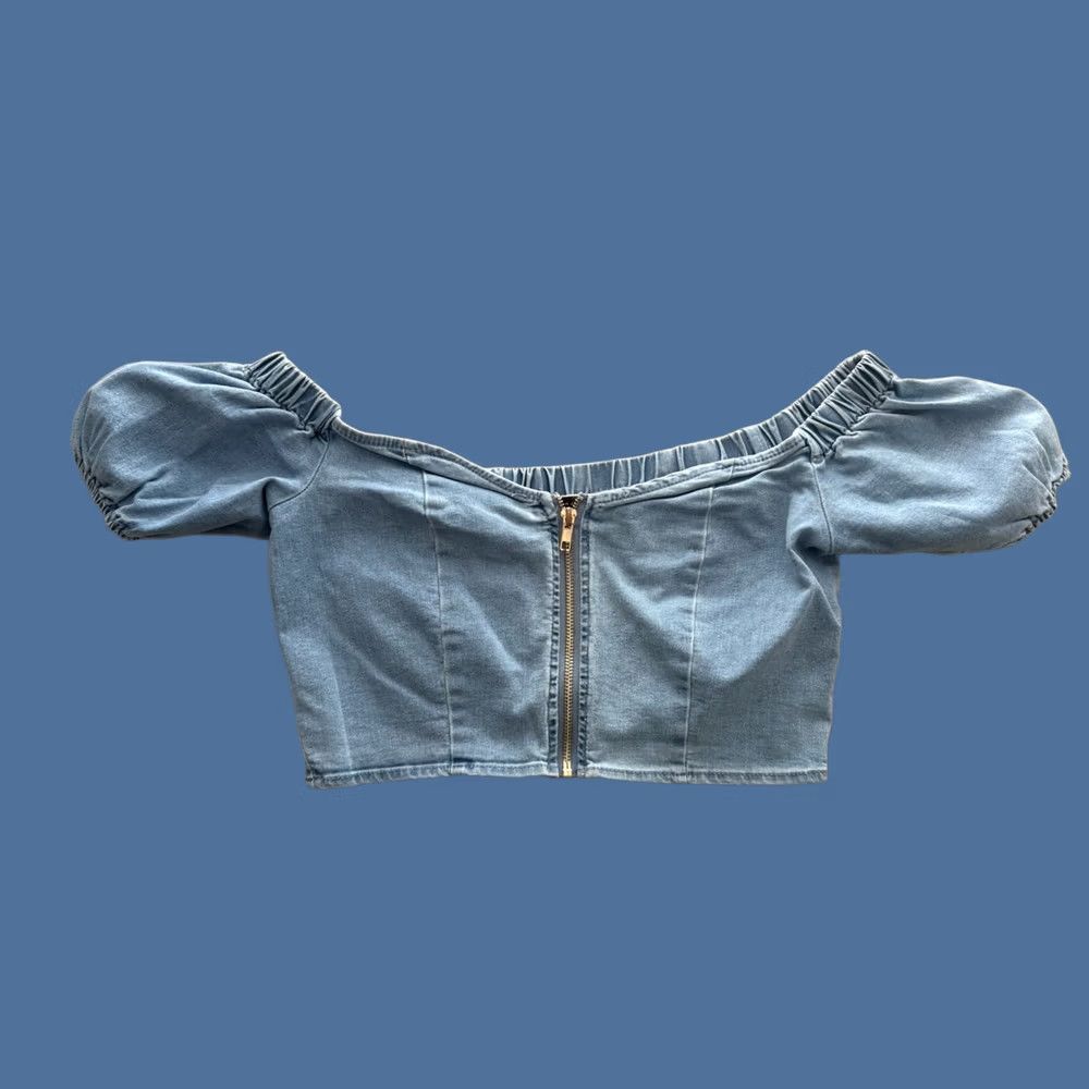 Denime Blue Blush Cropped Denim Top Womens M Festival Concert Size M / US 6-8 / IT 42-44 - 1 Thumbnail
