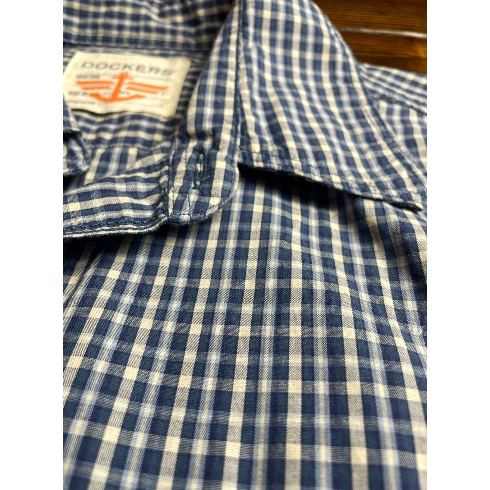 Dockers DOCKERS Shirt Men Medium Blue White Check Button Up Short Sleeve Pocket Size US M / EU 48-50 / 2 - 3 Thumbnail