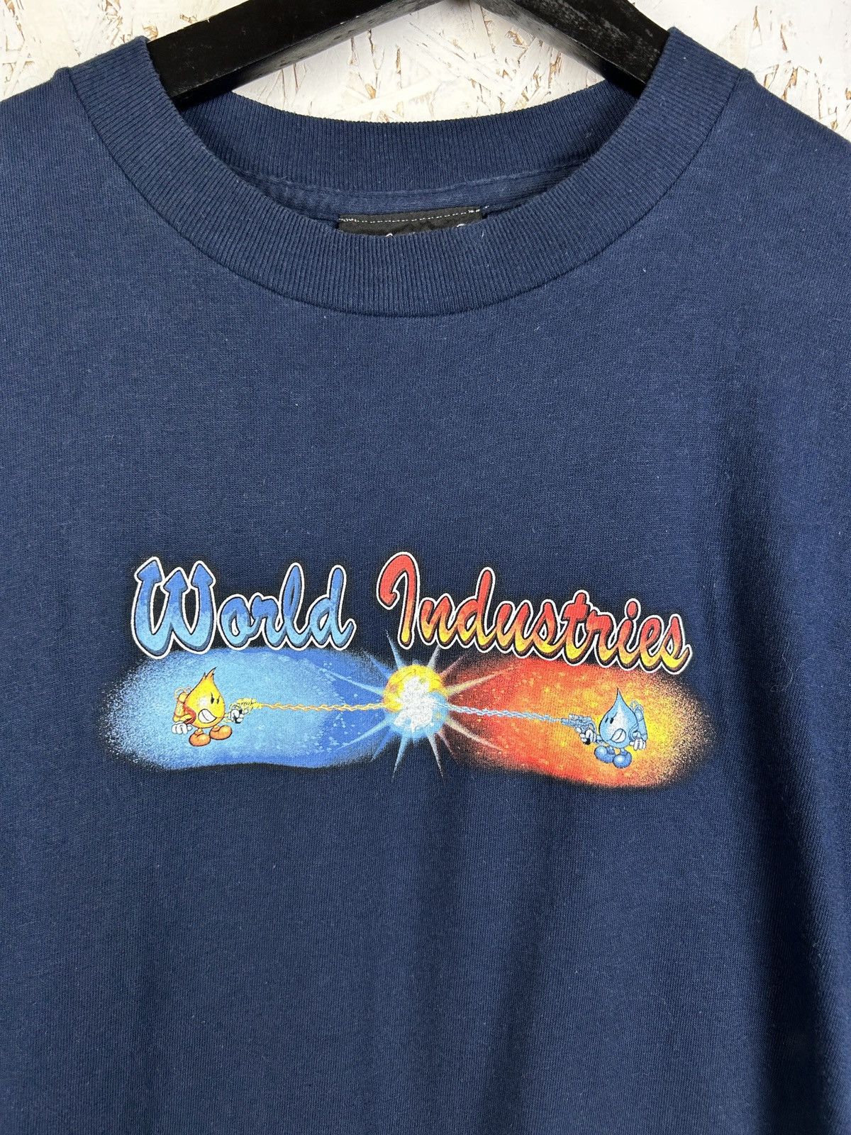 Vintage 90s World Industries Wet Willy vs Flame Boy T-Shirt M Blue Size US M / EU 48-50 / 2 - 2 Thumbnail