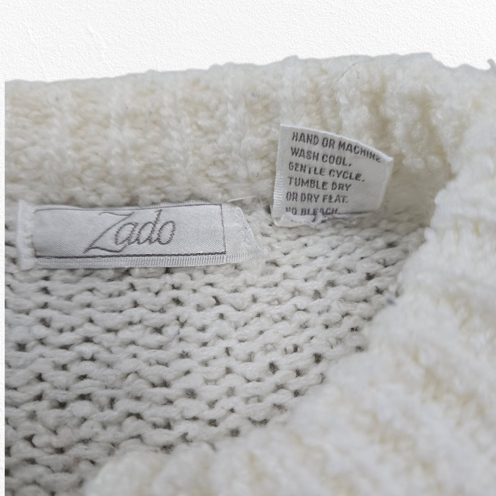 Vintage 80s Ivory Open Front Cardigan Sweater Size Large Size L / US 10 / IT 46 - 5 Thumbnail