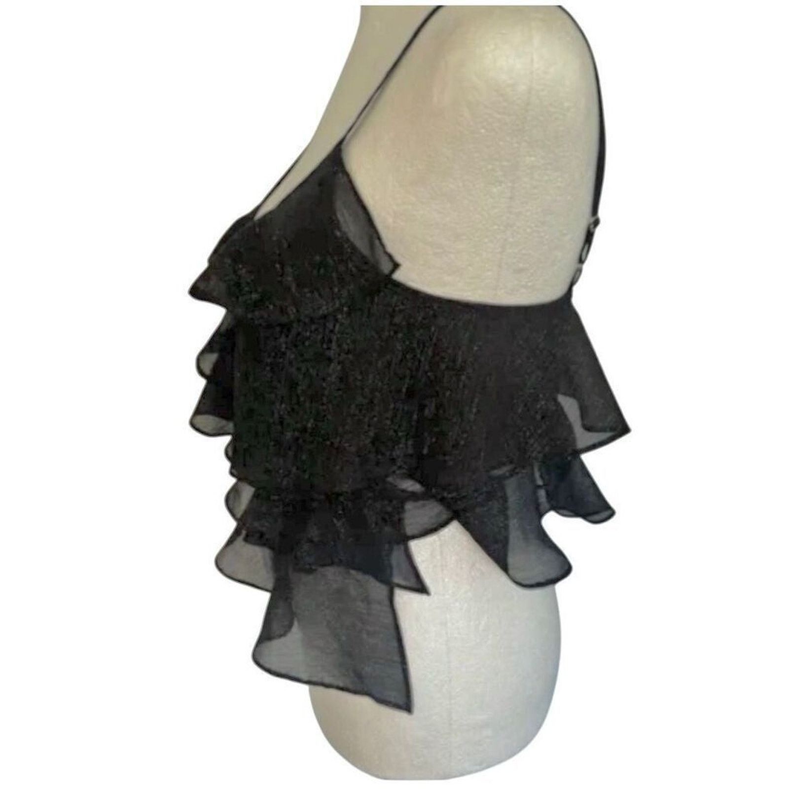 & Other Stories Rumored Tango Top Tiered Ruffles Shimmer Sheer MEDIUM Flirty Size M / US 6-8 / IT 42-44 - 6 Thumbnail