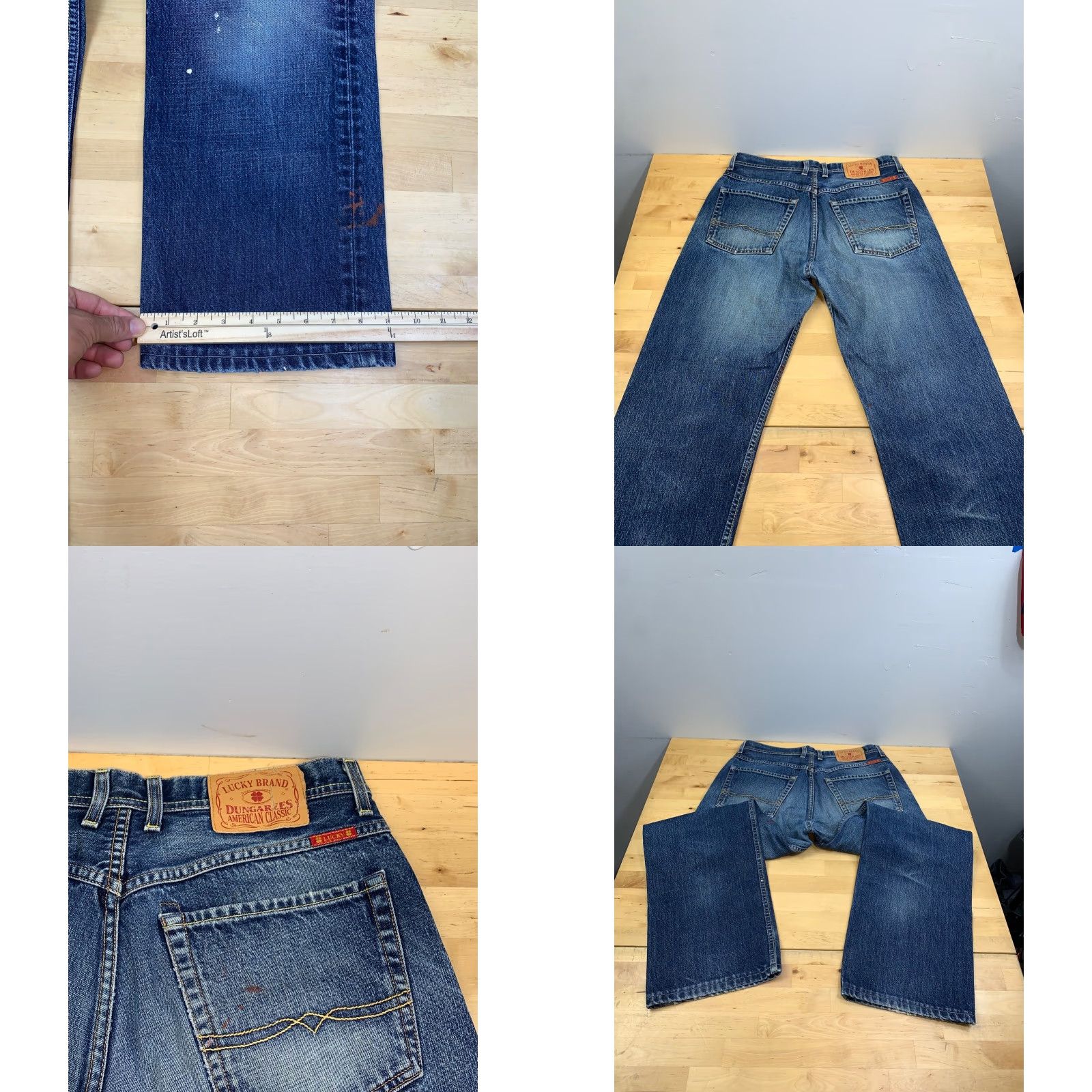 Lucky Brand Lucky Brand Jeans 32x29 Denim Blue 5-Pocket Regular Men Grunge Distress 90s Style Straight Room: N/A Size US 32 / EU 48 - 8 Thumbnail