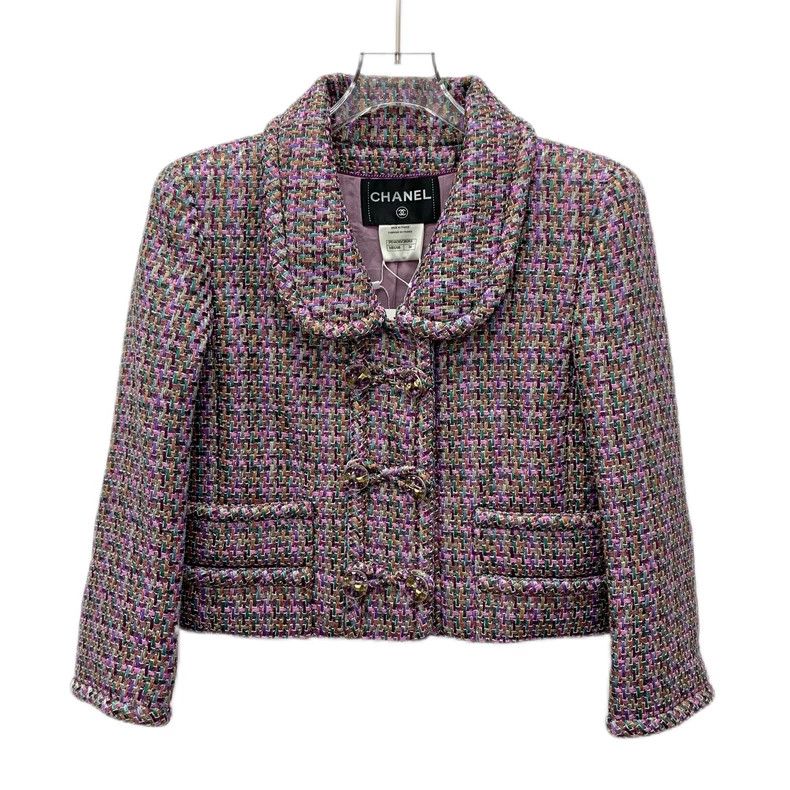 Purple Double-Breasted Knit Jacket by Chanel-dmc