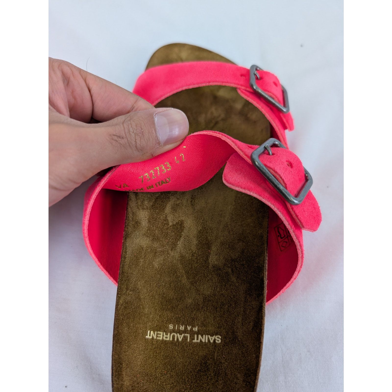 Saint Laurent Paris o1rshd1 Q:2 / Jimmy Double Buckle Slide Slipper Pink/Brown Size US 9 / EU 42 - 16 Thumbnail