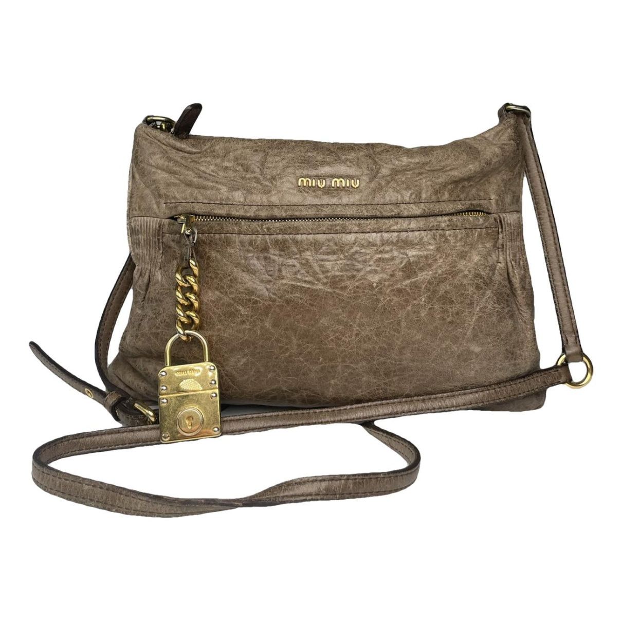 Miu Miu Bow bag Brown Leather Handbag Size ONE SIZE - 1 Thumbnail