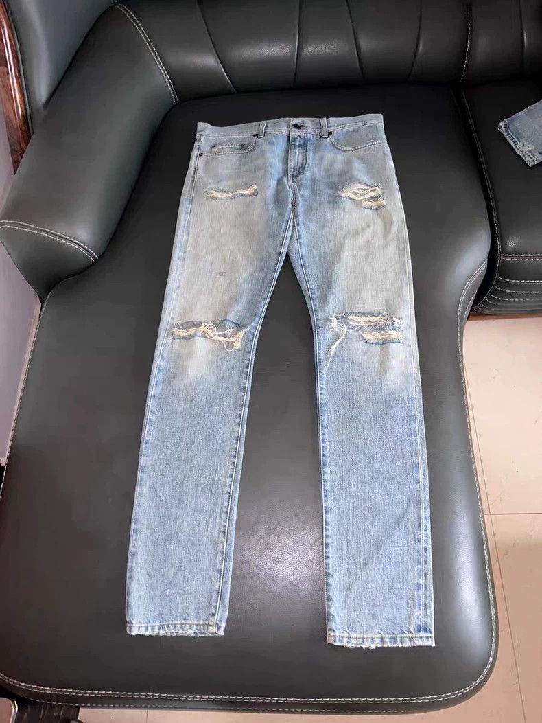 Saint Laurent Paris Saint Laurent Washed Blue Slim Jeans - dmc Size US 32 / EU 48 - 1 Thumbnail
