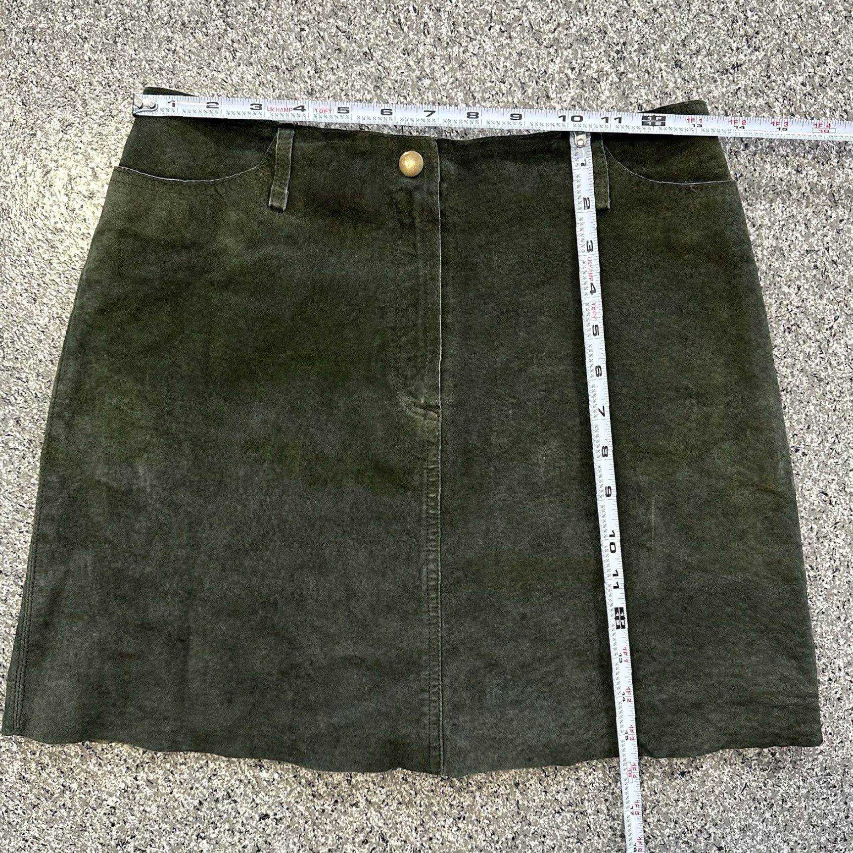 Vintage Hugo Buscati Skirt Womens 4 Mini Leather Green Lined 26x15.5 Casual Size 27" / US 4 / IT 40 - 5 Thumbnail