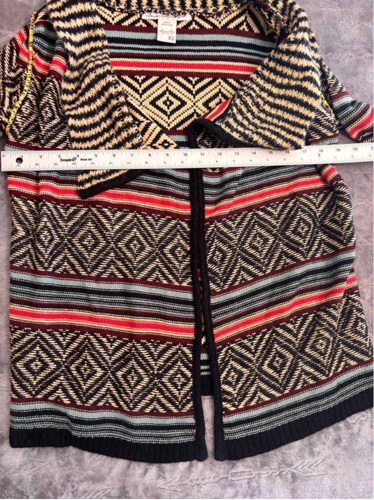 American Rag Women's American Rag Cardigan XS Black Red Patterned Size XS / US 0-2 / IT 36-38 - 2 Thumbnail