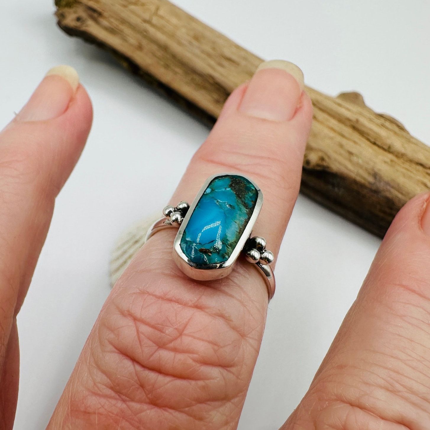 The Unbranded Brand Sterling Silver Turquoise Statement Ring Size ONE SIZE - 2 Thumbnail