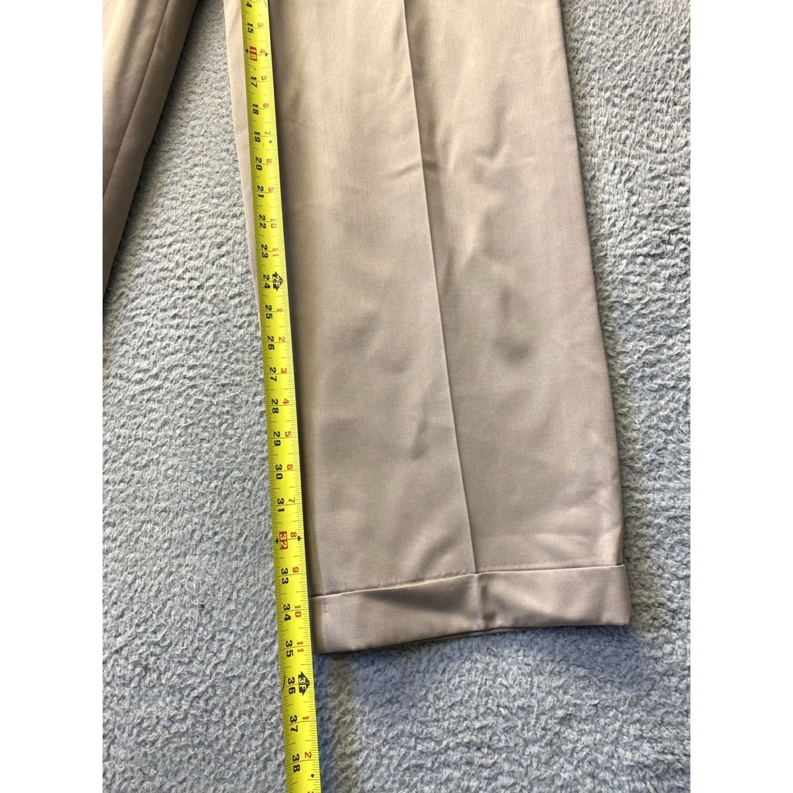Zanella Zanella Dress Pants Mens 36x35 Tan Khaki Wool Flat Front Regular Straight Waist 36 City Business / 0879 Size US 36 / EU 52 - 5 Thumbnail