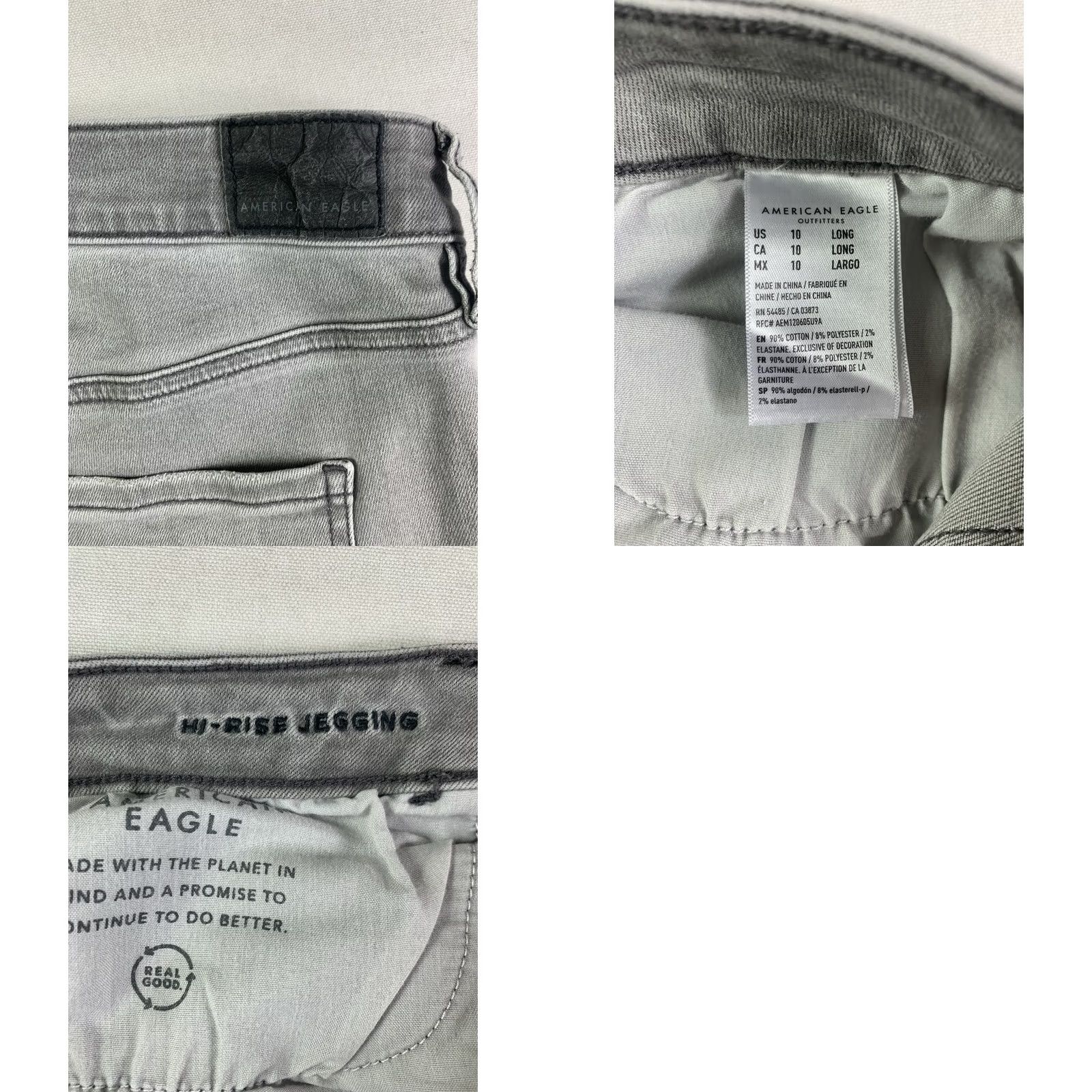 American Eagle Outfitters VINTAGE American Eagle Jegging Gray Hi-Rise Next Level Stretch Size 10 Long (Fit 32x31) Womens Size 24" / US 00 / IT 34 - 8 Thumbnail