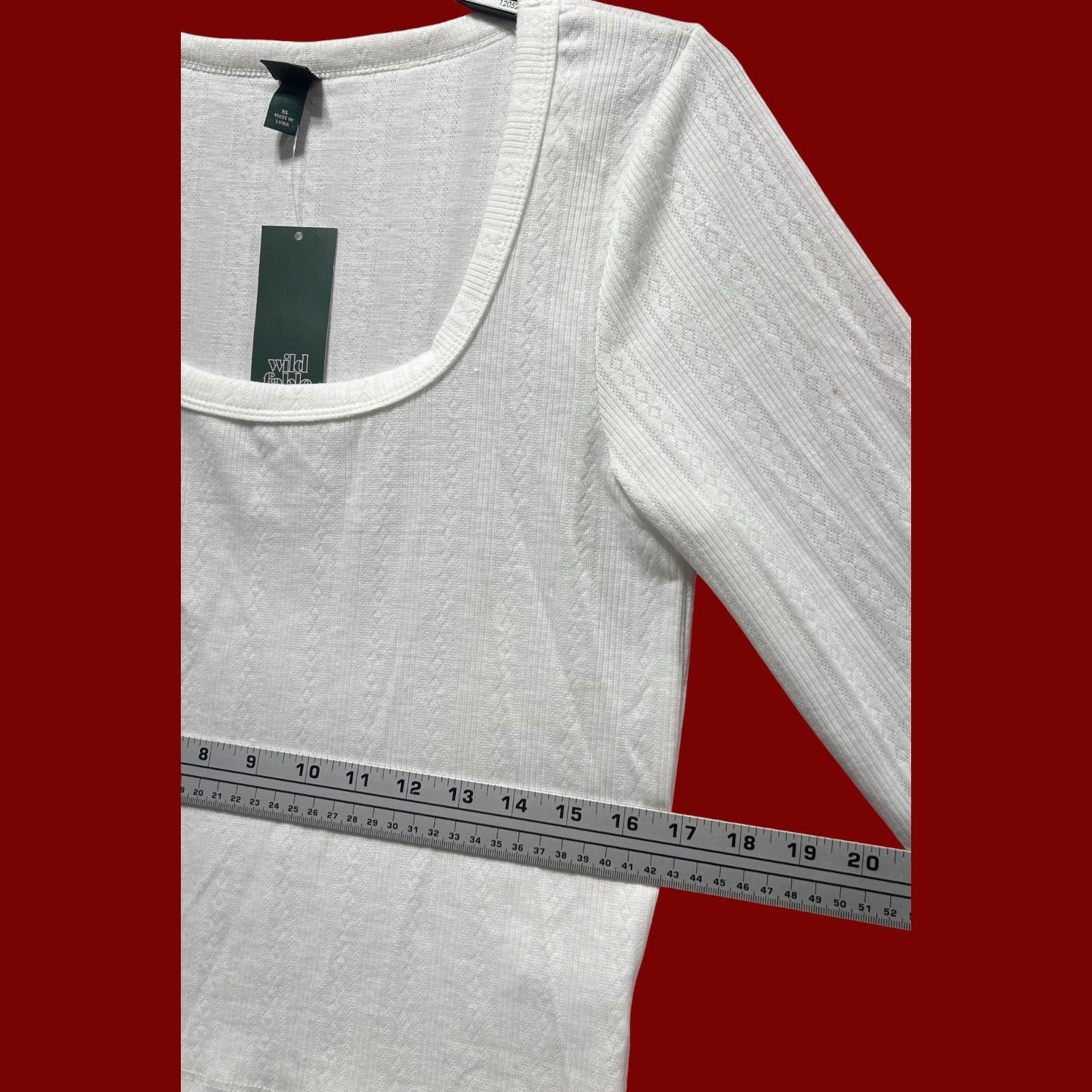 Other Wild Fable - Women's Long Sleeve Pointelle T-Shirt - White - Size XL / US 12-14 / IT 48-50 - 4 Thumbnail