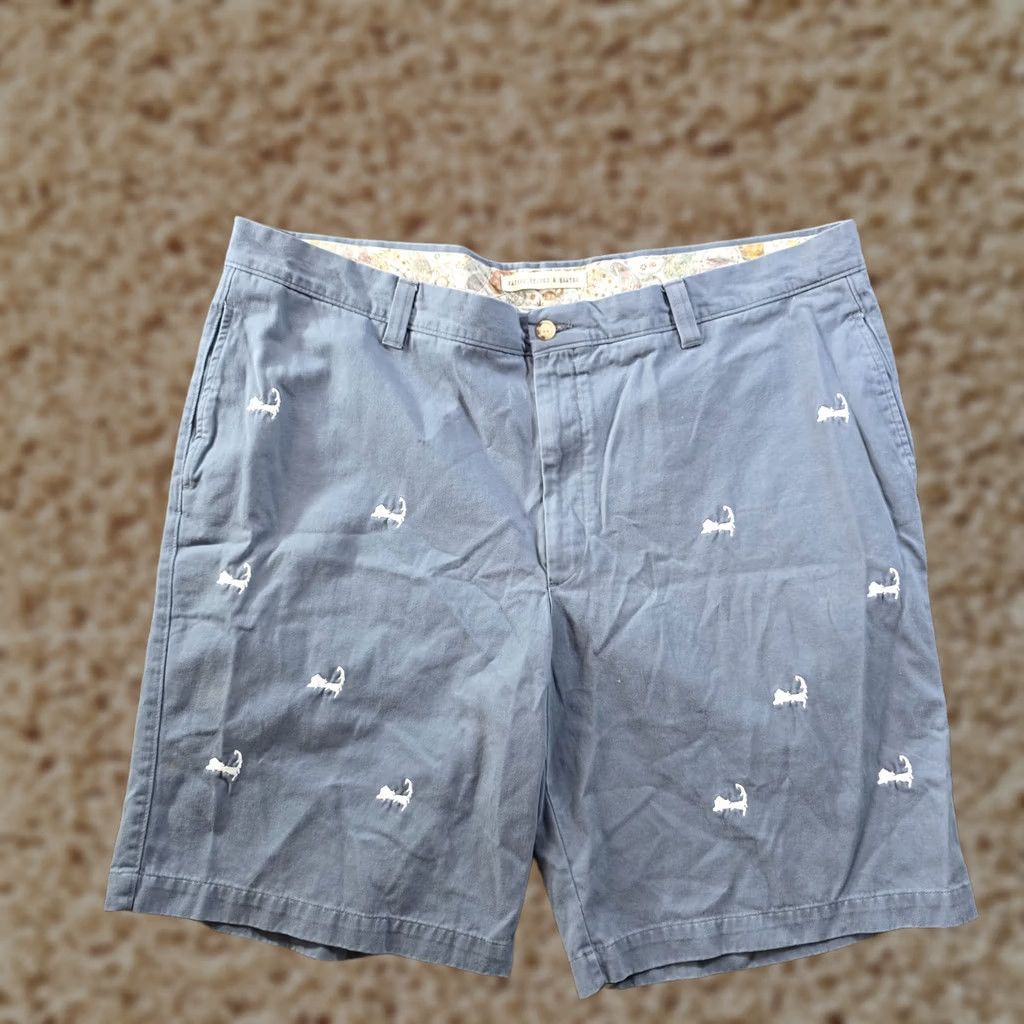 Vintage Washed Stoned Beaten Shorts Mens 42 Gray Blue Massachusetts Embroidery Preppy Chino Regular Short Inseam 10 in Embroidered Pockets Size US 42 / EU 58 - 1 Thumbnail