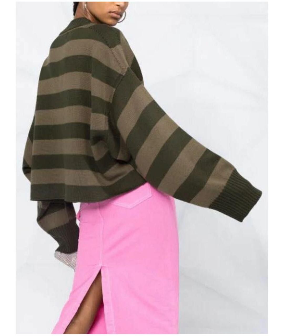 The Attico The Attico V - neck Striped Wool Oversized Cardigan Size XS / US 0-2 / IT 36-38 - 2 Thumbnail