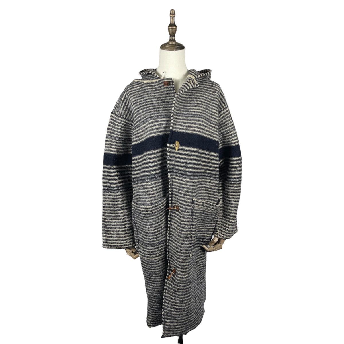 45rpm R By 45rpm Wool Striped Hoodie Duffle Coat Size L / US 10 / IT 46 - 1 Thumbnail