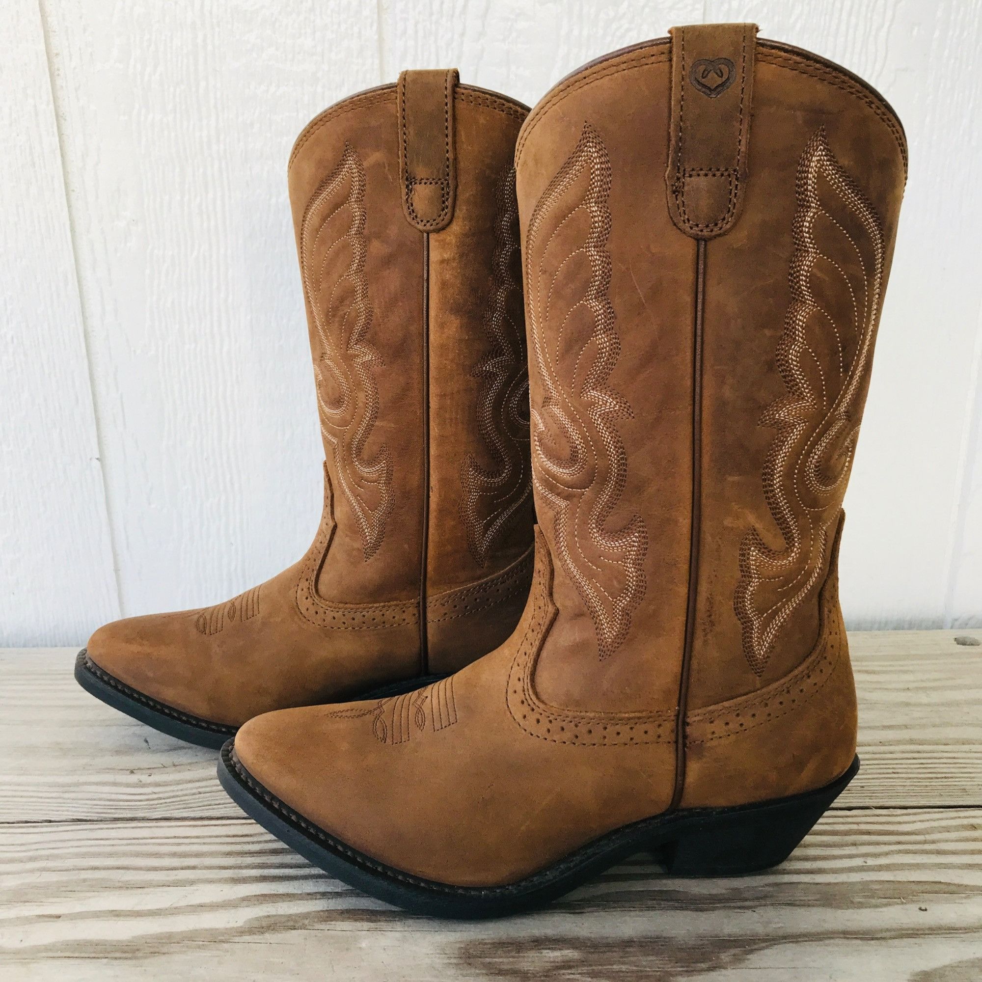 image of Shyanne Donna Nubuck Womens Tan Leather Western Boots 9 in Brown