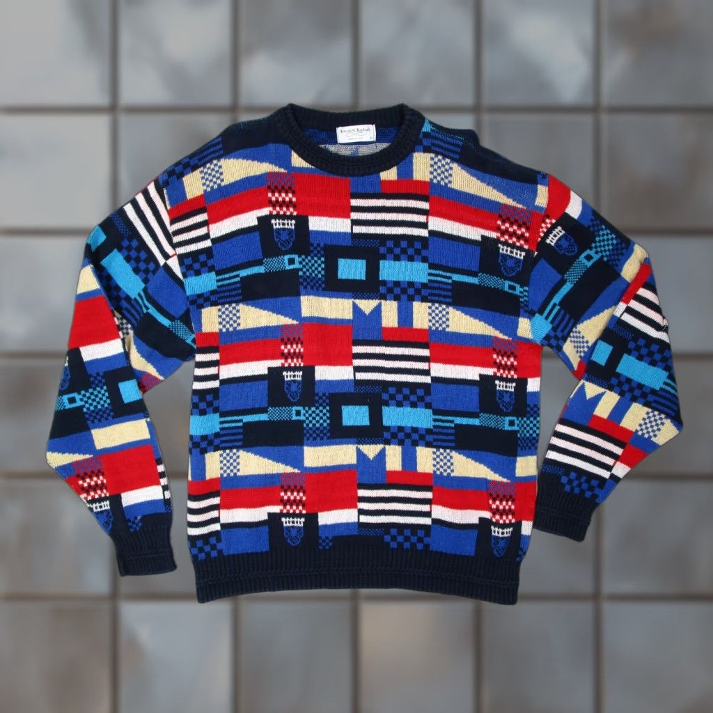 Vintage VINTAGE Tricots St. Raphael Sweater Men Large Blue Crew Neck Cotton Nautical Flags 80s 90s Retro Outdoor Size US L / EU 52-54 / 3 - 1 Thumbnail