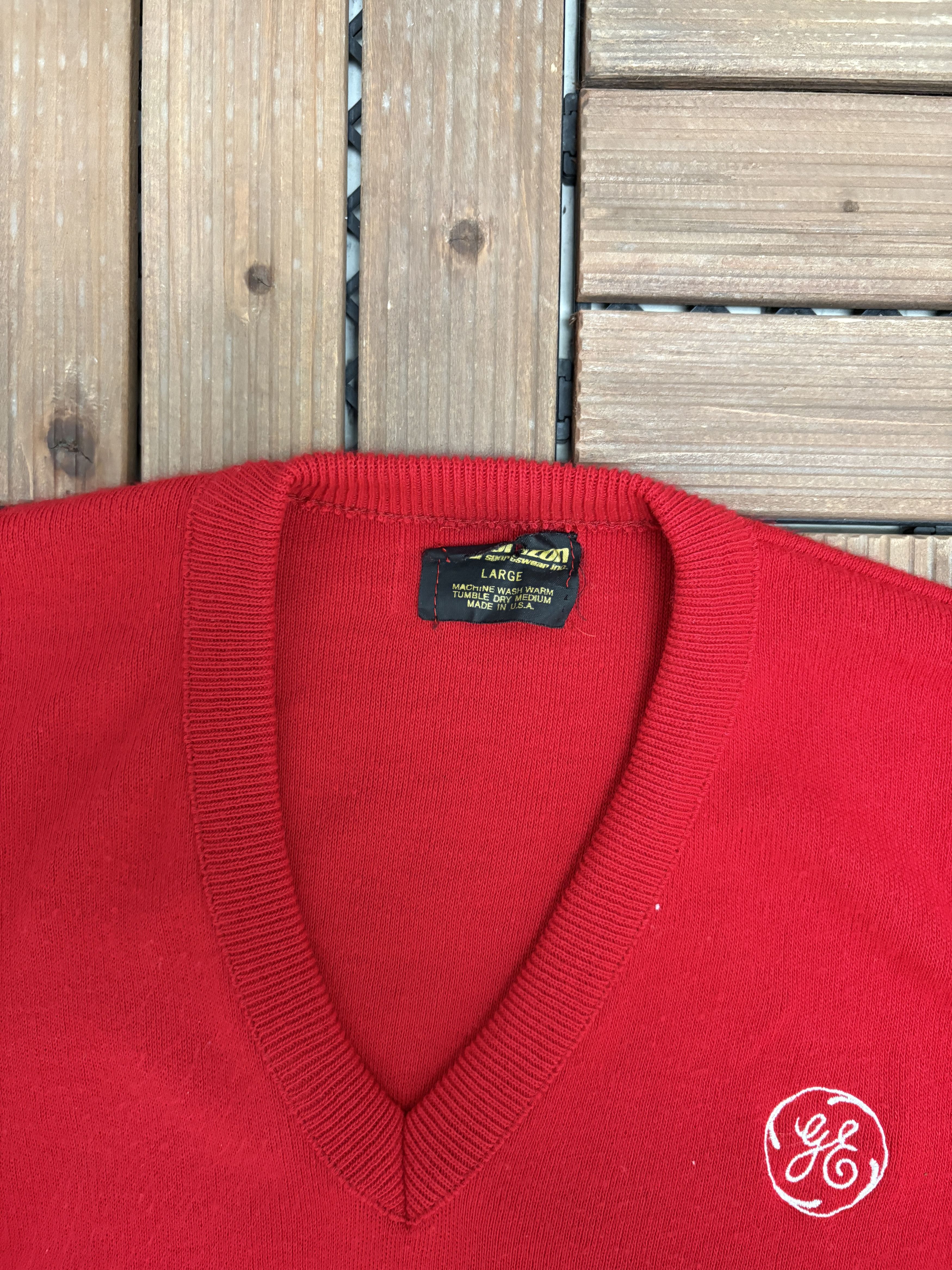Vintage General Electric Vintage Red Knit Sweater Size US L / EU 52-54 / 3 - 6 Thumbnail