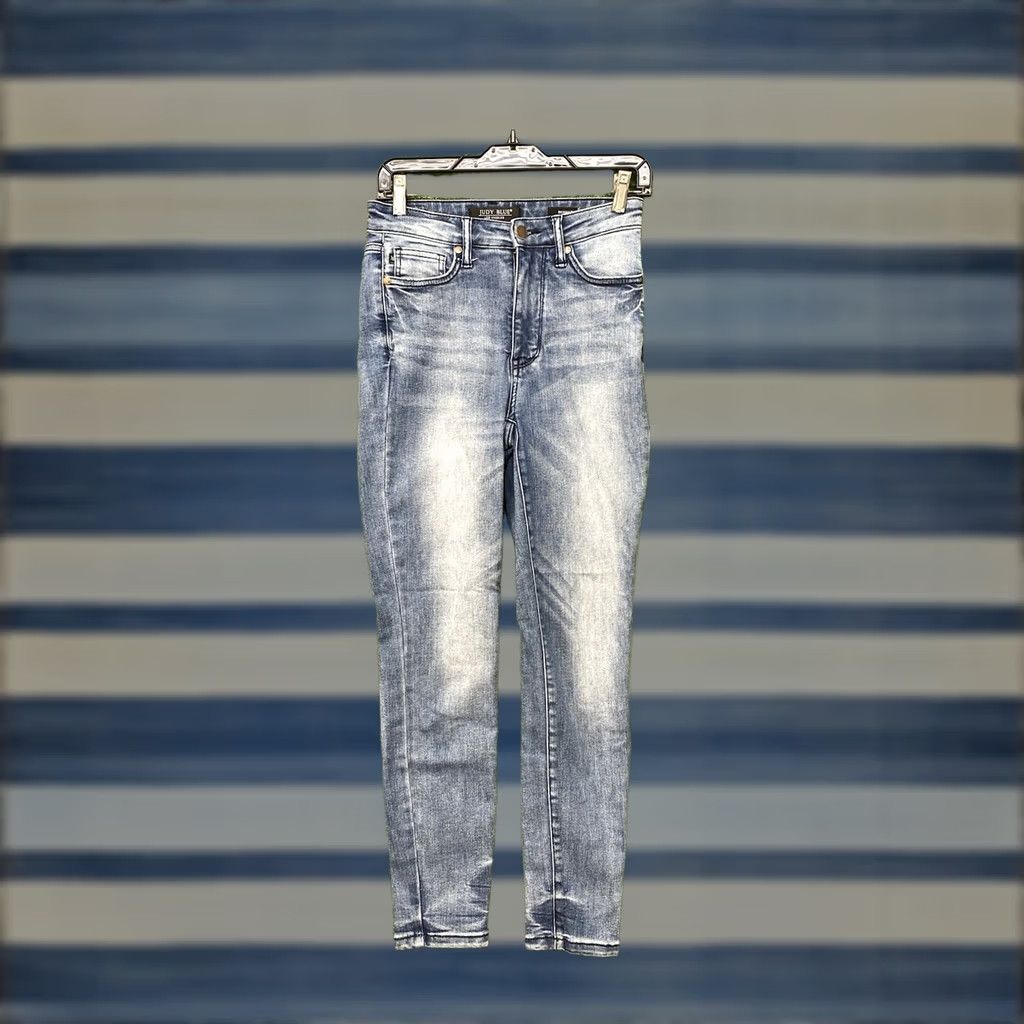 Vintage Judy Blue Jeans Womens 1/25 Mid Rise Skinny Medium Wash Whiskered Slimming 25x25 Blue Denim High-Rise? No, keep strict original words. Size 25" / US 0 / IT 36 - 1 Thumbnail