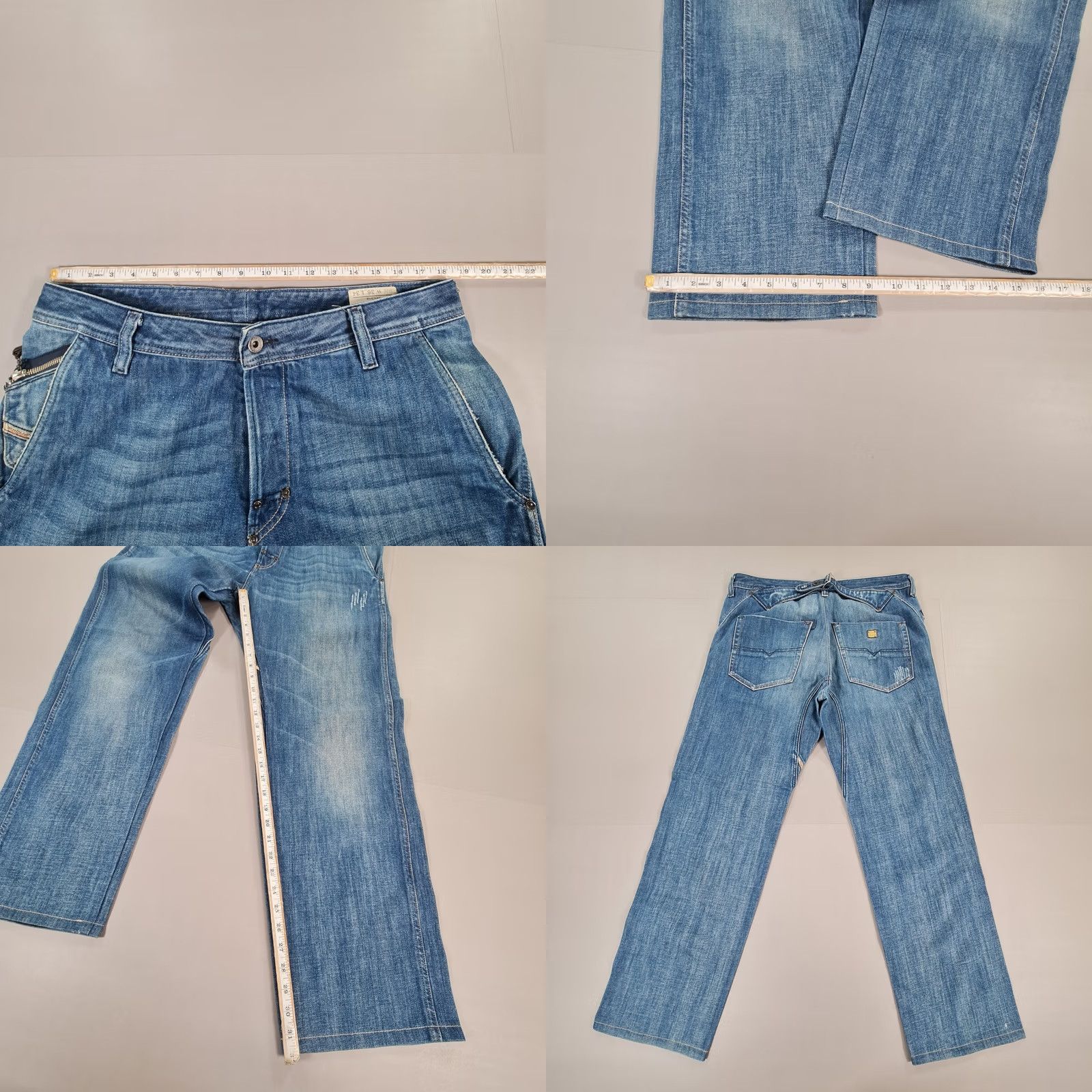 Diesel Diesel Jeans Mens W36 L32 Blue Cinch Back Straight Leg Button Fly 008BK Size US 36 / EU 52 - 8 Thumbnail