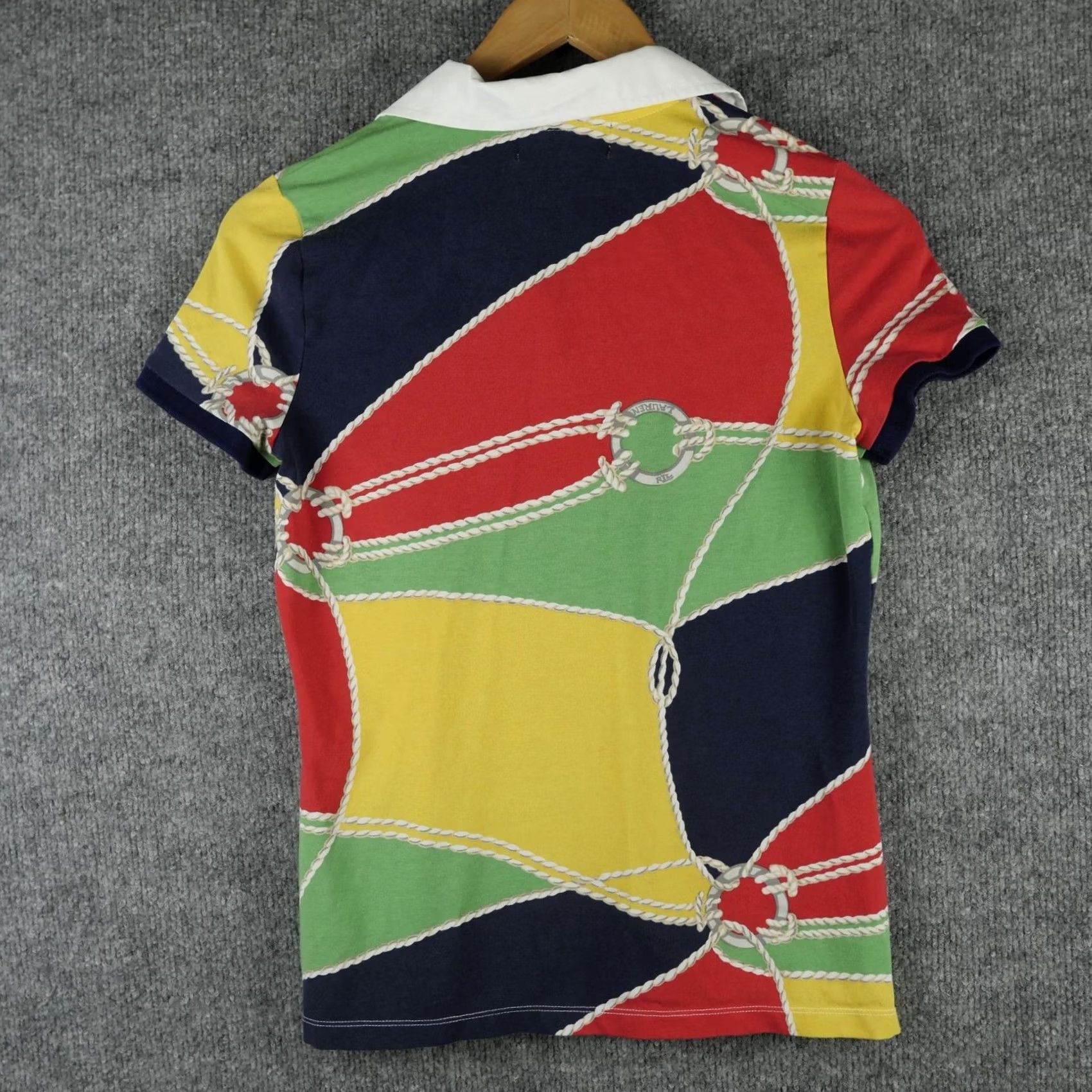 Ralph Lauren Lauren Ralph Lauren Polo Shirt Womens Small Multicolor Nautical Rope Colorblock Polo Shirt Short Sleeve Cotton Spandex Jersey Casual Summer Womens Size S / US 4 / IT 40 - 5 Thumbnail