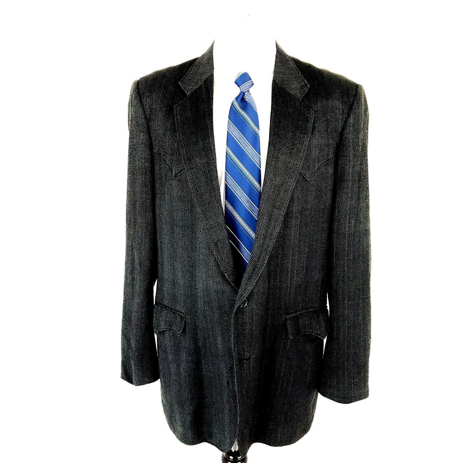Vintage Circle Silk Rayon 2 Button Sport Coat 42L Black Green Long W Size 42L - 3 Thumbnail