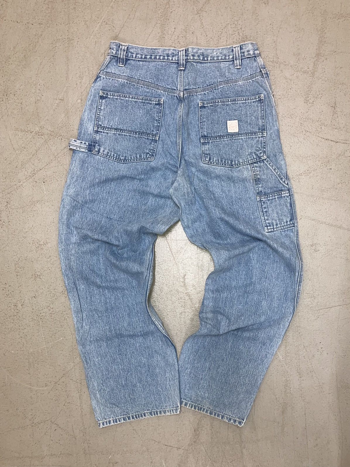 Pre-owned Carhartt X Jnco Crazy Vintage Y2k Baggy Jeans Skater Wide Leg Faded Unique In Blue