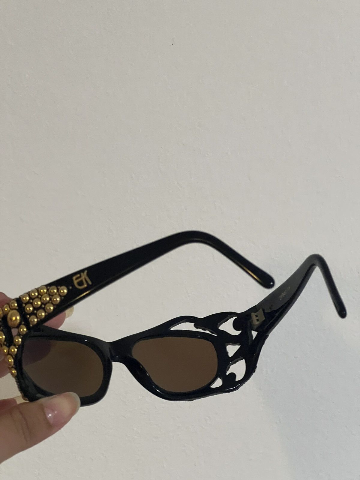 Emmanuelle Khanh Vintage Emmanuelle Khanh Golden Studded Sunglasses Size ONE SIZE - 17 Thumbnail