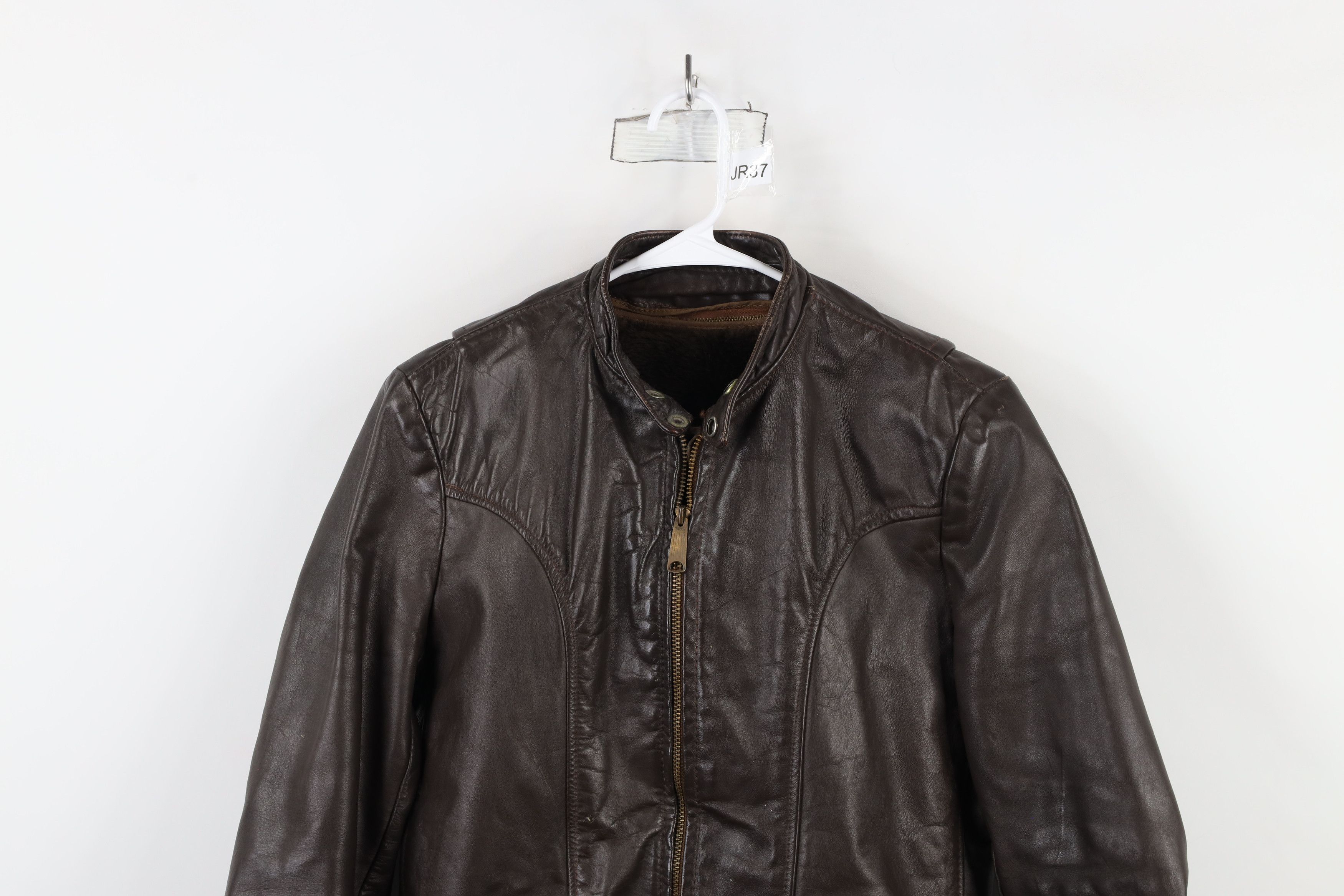 Vintage Vintage 60s Lined Leather Buckle Back Racer Jacket Brown USA Size M / US 6-8 / IT 42-44 - 2 Thumbnail