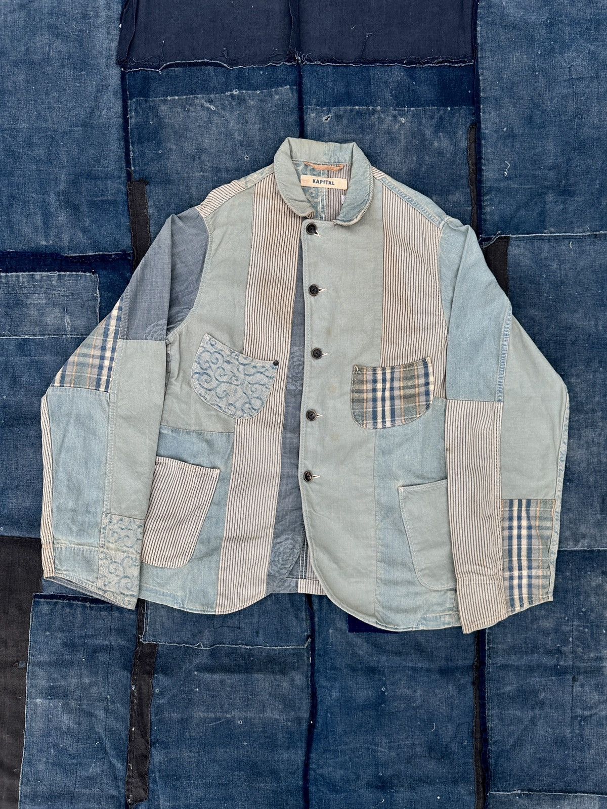 Kapital Kapital Hickory Liberty stripe patchwork blazer chorecoat Size US L / EU 52-54 / 3 - 1 Thumbnail