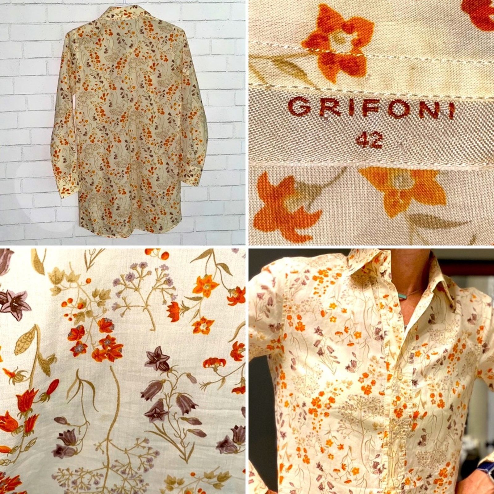 Grifoni Mauro Grifoni Italy $480 Floral Cotton Shirt Dress 4-6 Size S / US 4 / IT 40 - 1 Thumbnail