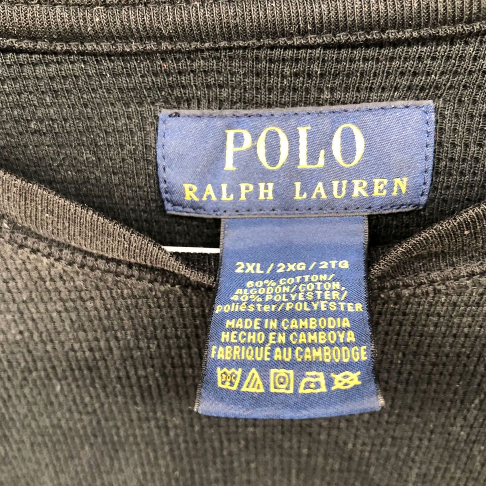 Polo Ralph Lauren Polo Ralph Lauren Black Waffle Knit Long Sleeve T Shirt Mens 2XL Crewneck Red Pony Size US XXL / EU 58 / 5 - 6 Thumbnail
