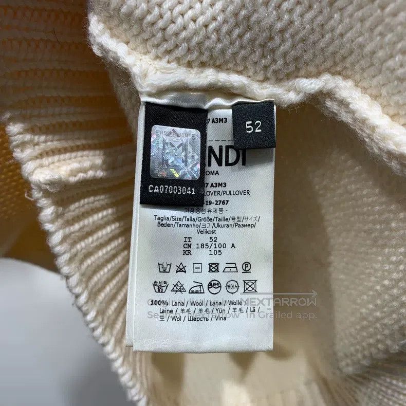 Fendi Fendi Pattern Logo Letter Embroidered Wool Long Sleeve Swe Size US L / EU 52-54 / 3 - 4 Thumbnail
