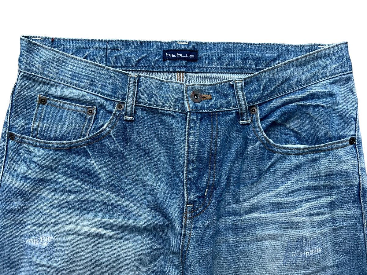 Japanese Brand Bit Blue Patchwork Distressed Faded Denim Blue 34x31 Size US 34 / EU 50 - 5 Thumbnail