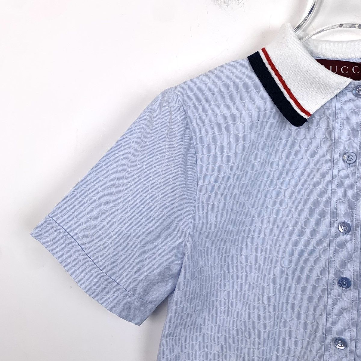 Gucci Gucci Blue All-over Logo Jacquard Short Sleeve Dress K26WX Size XS / US 0-2 / IT 36-38 - 3 Thumbnail