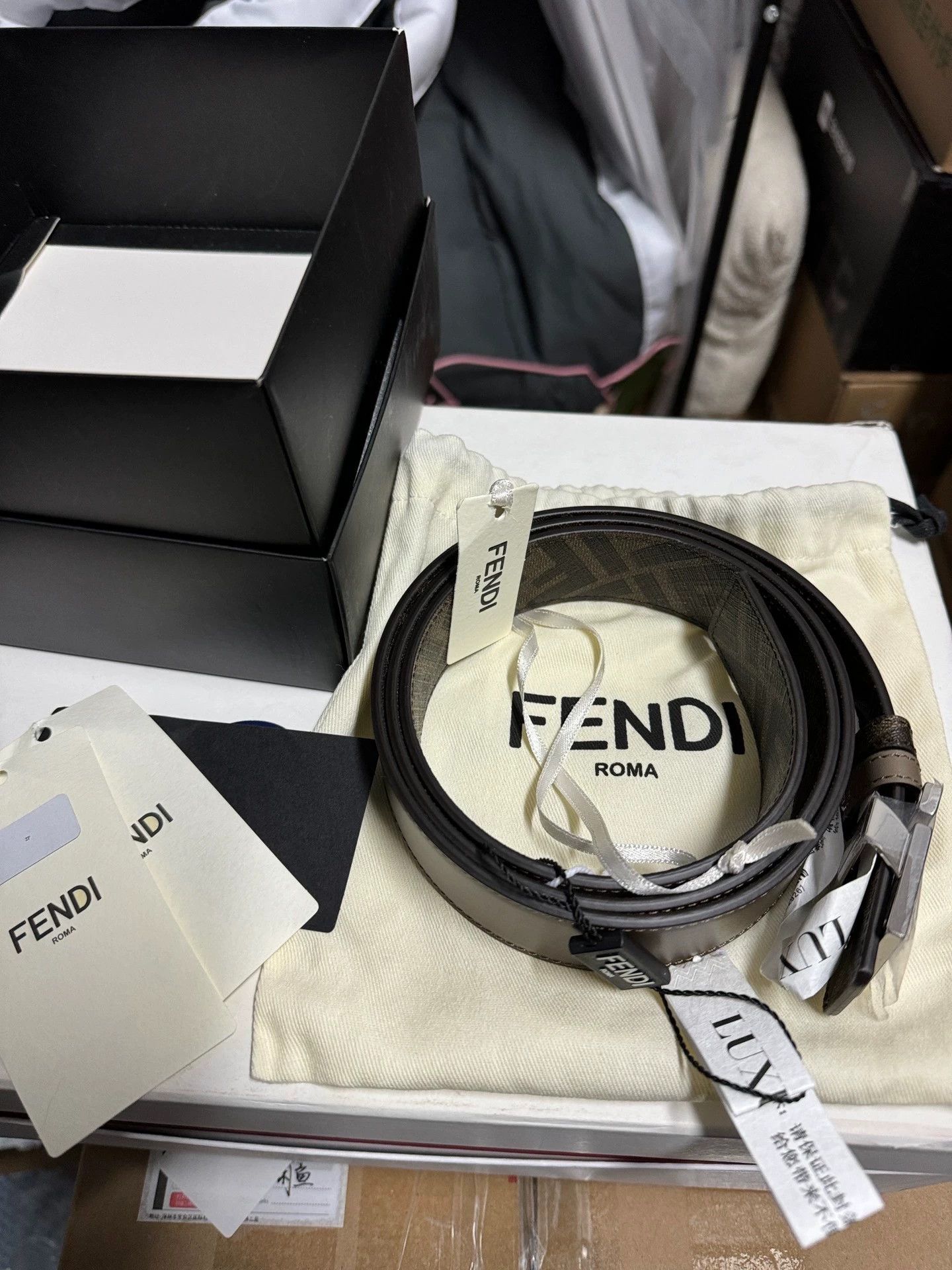 Fendi Fendi FF Classic Double-Sided Leather & Canvas Belt 110 Size ONE SIZE - 7 Thumbnail