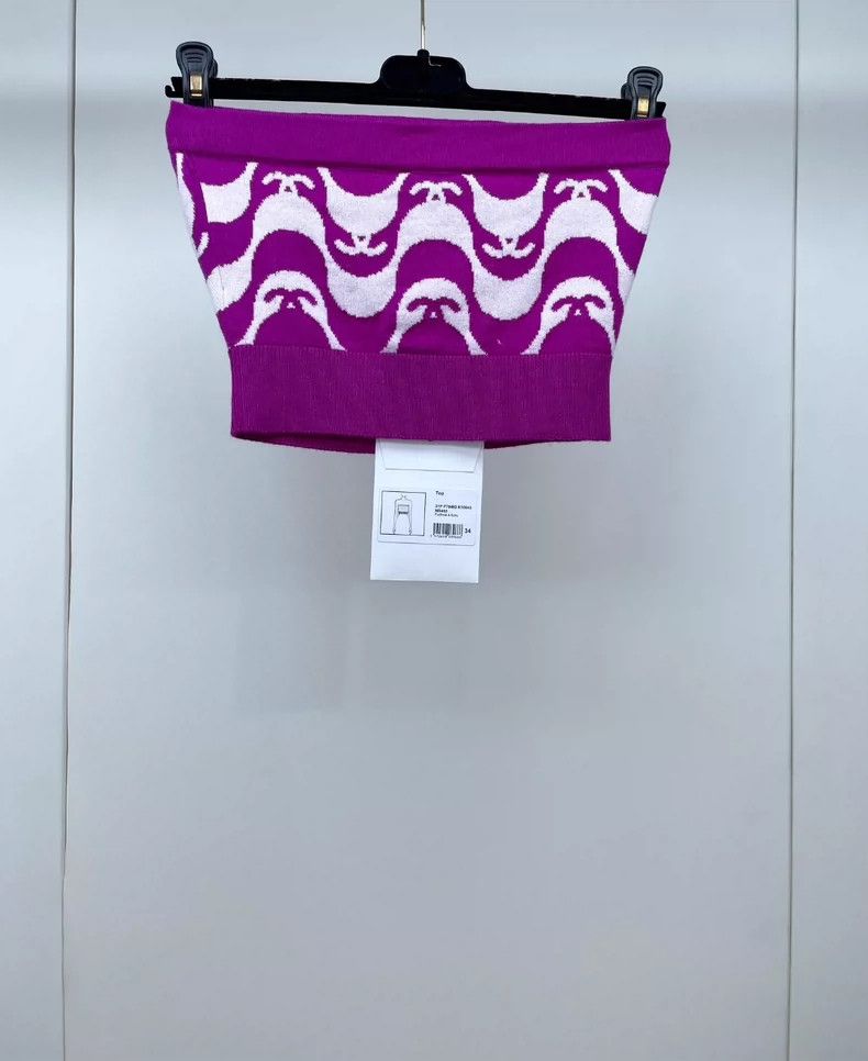 Chanel Chanel Purple full logo chest vest 2504-Nextarrow Size XXS / US 00 / IT 34 - 2 Thumbnail