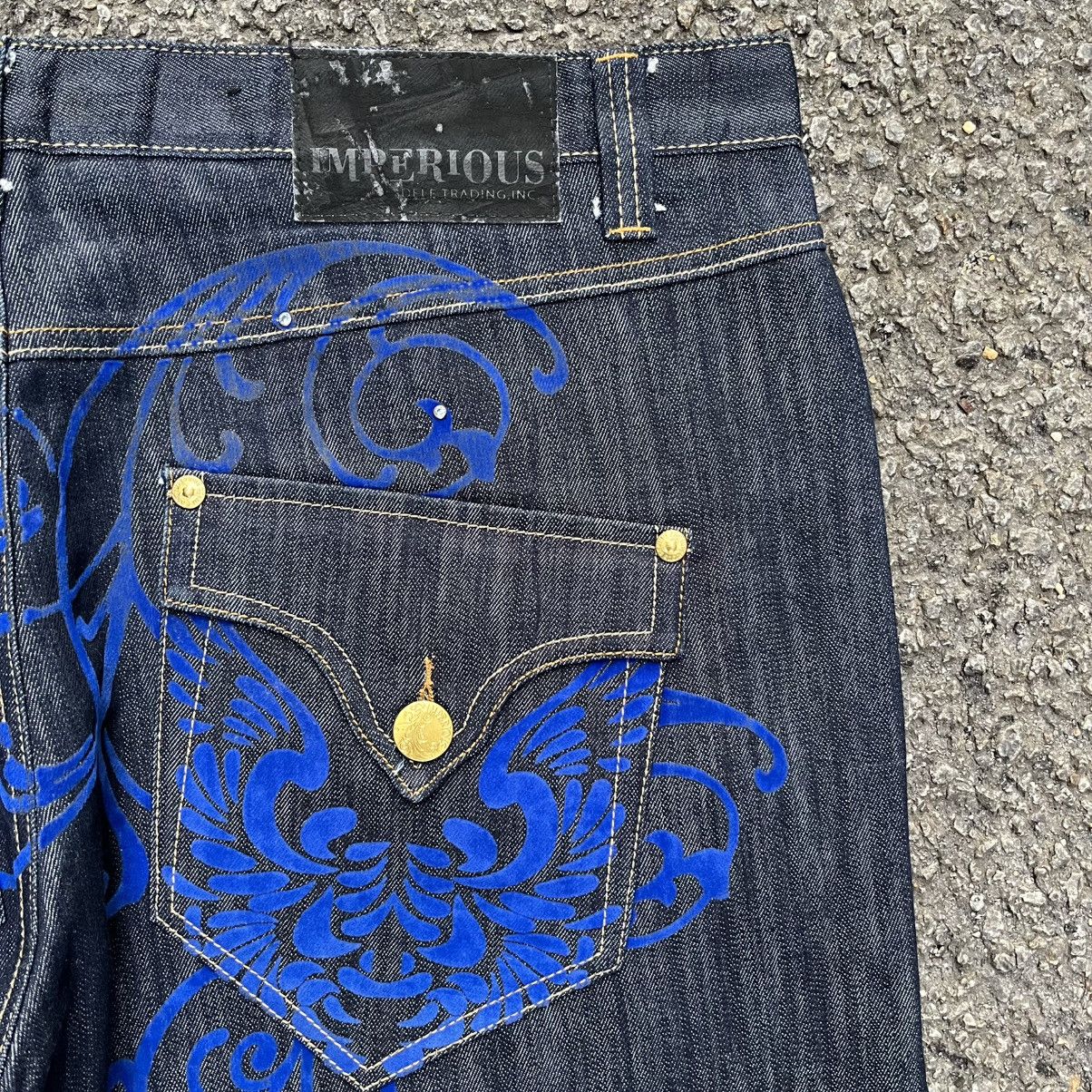 Ed Hardy Crazy Y2K Baggy Jeans Tribal Velvet Denim Coogi JNCO Pants Size US 40 / EU 56 - 12 Thumbnail