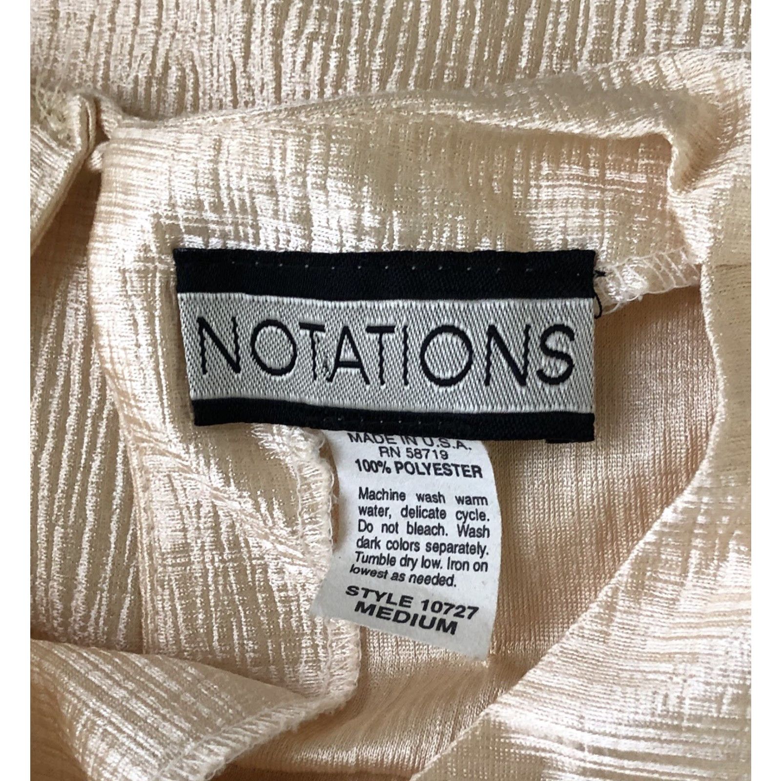 Vintage VINTAGE Notations Blouse Shirt Ivory M Short Sleeve Casual Career 90s Classic Modern Womens Size M / US 6-8 / IT 42-44 - 4 Thumbnail
