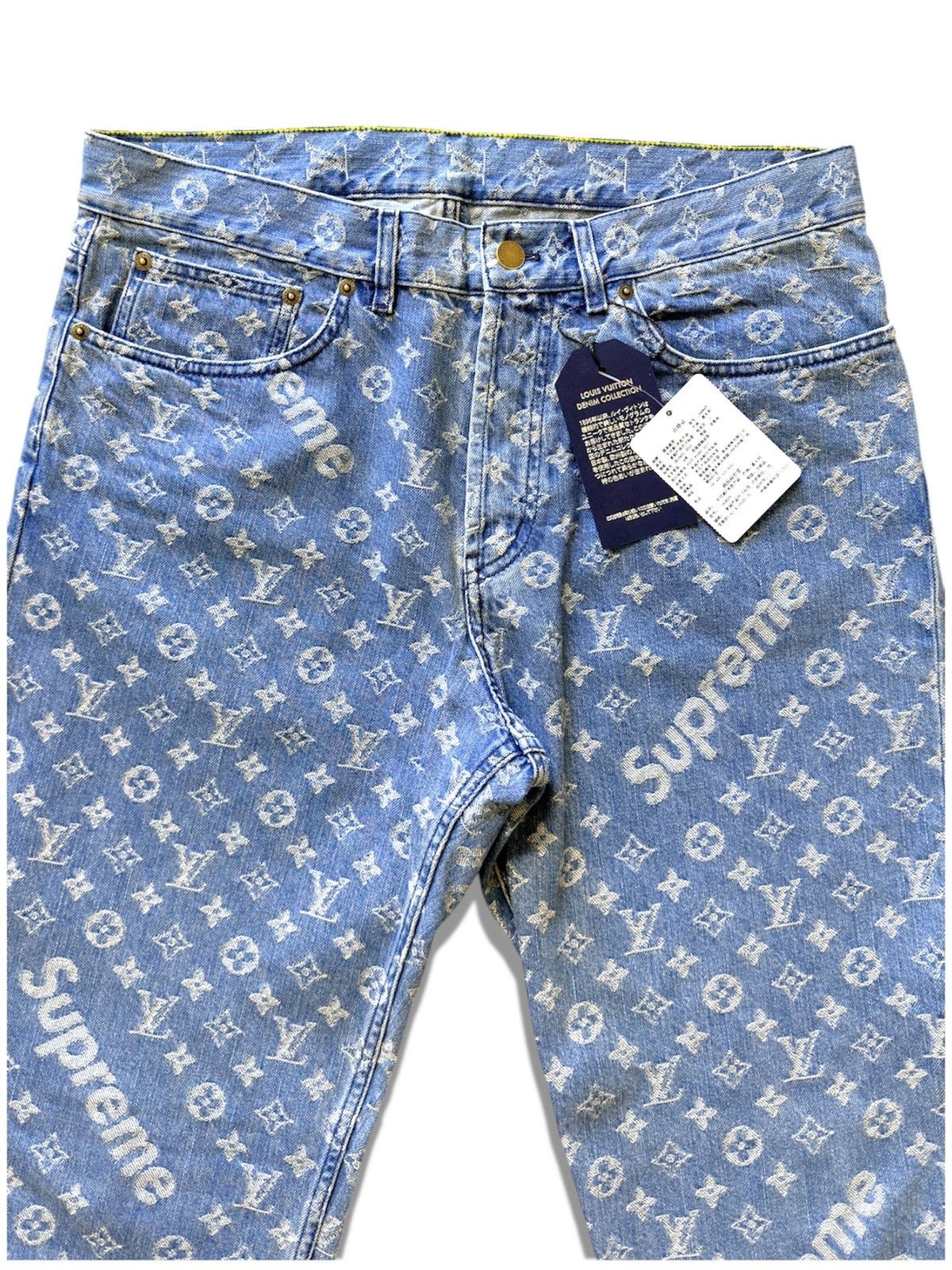 Louis Vuitton × Supreme Louis Vuitton X SUPREME 33 Denim Jeans Blue Monogram Size US 33 - 2 Thumbnail